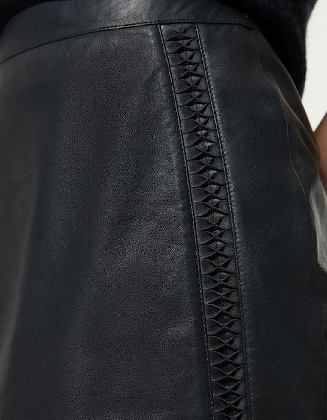 Leather Twist Detail A Line Mini Skirt