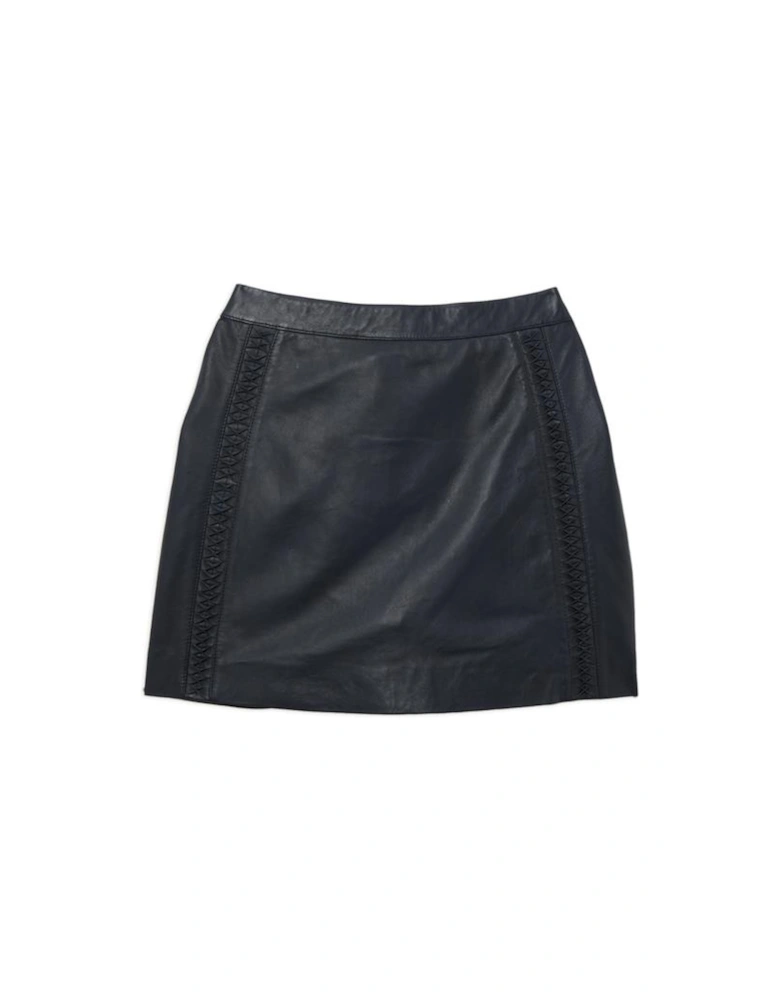 Leather Twist Detail A Line Mini Skirt