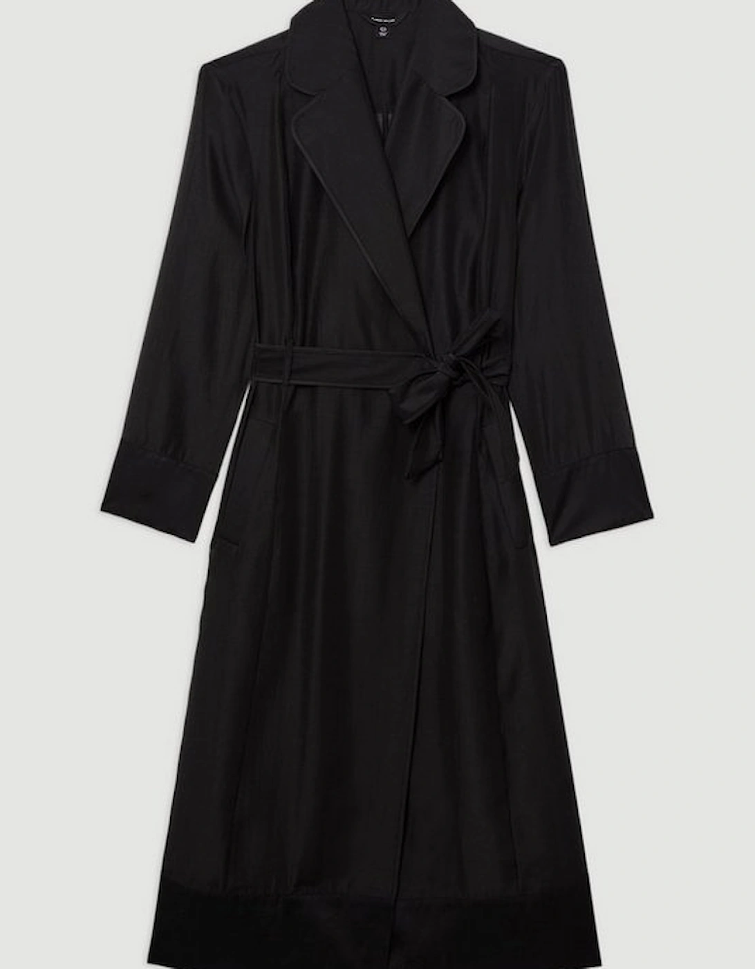 Organza And Satin Mix Tailored Sheer Trench Coat