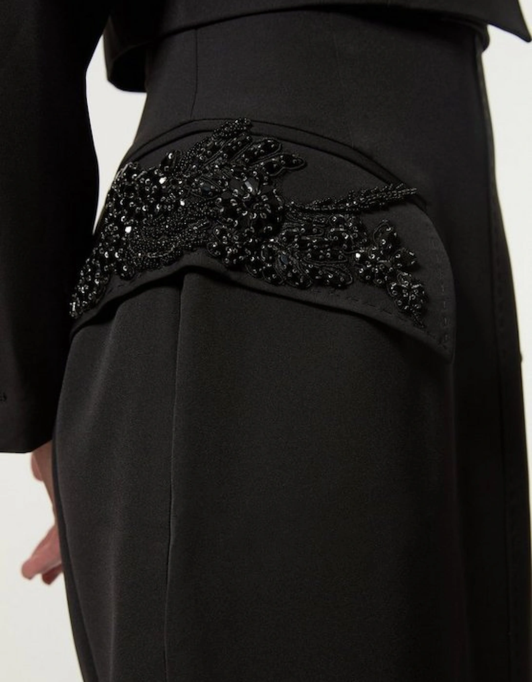 Embellished Tailored Pocket Detail Maxi Skirt