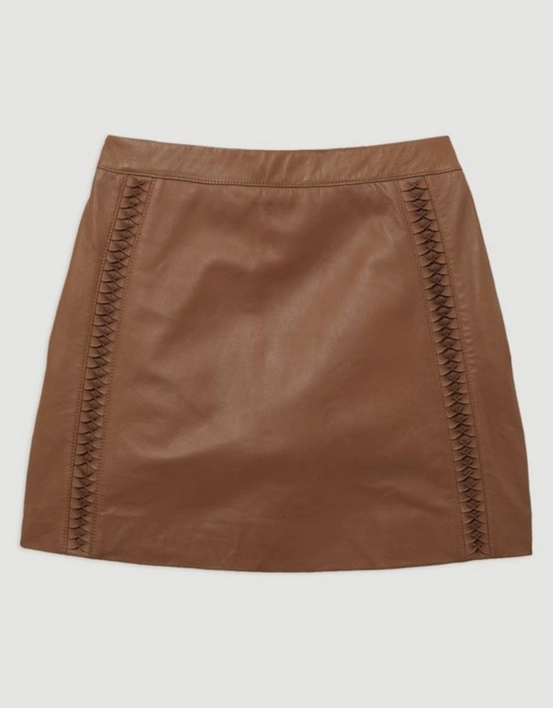 Leather Twist Detail A Line Mini Skirt