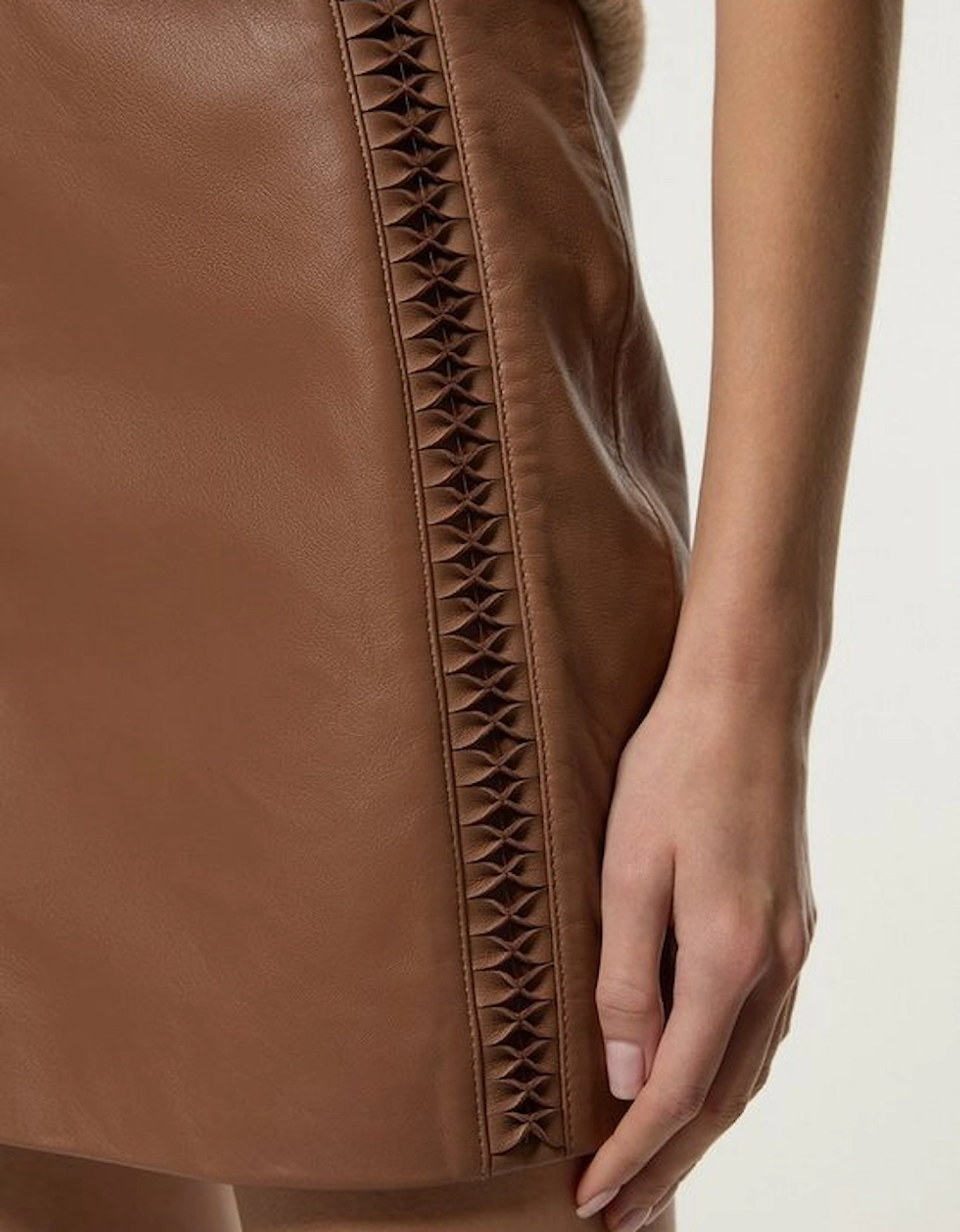 Leather Twist Detail A Line Mini Skirt