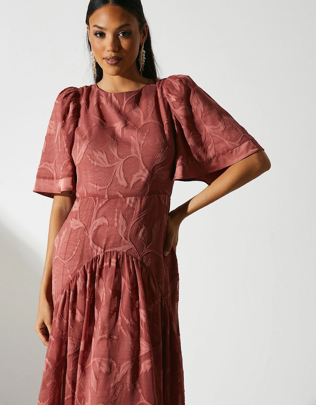 Jacquard Burnout Midi Dress