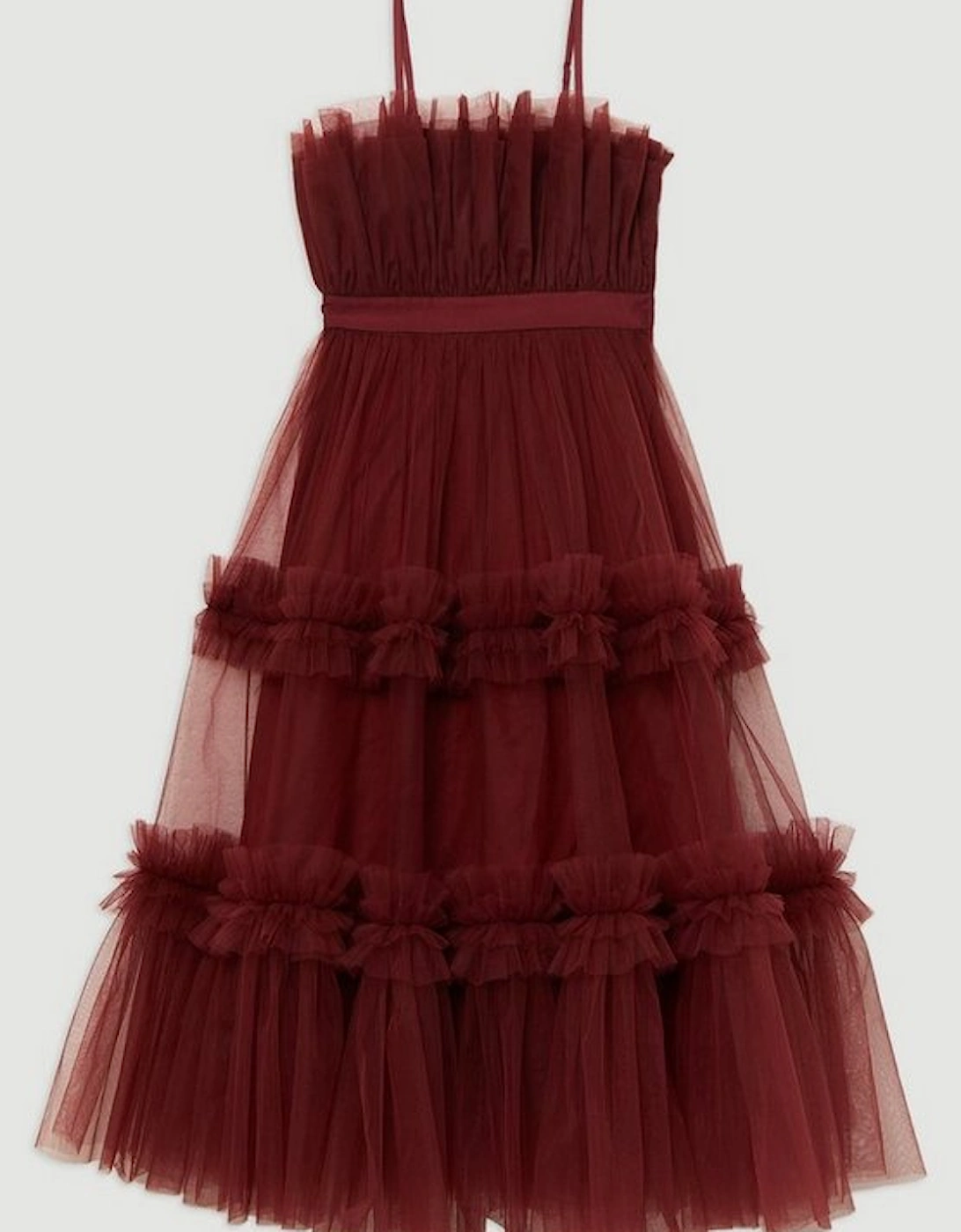 Tulle Bandeau Tiered Midi Dress