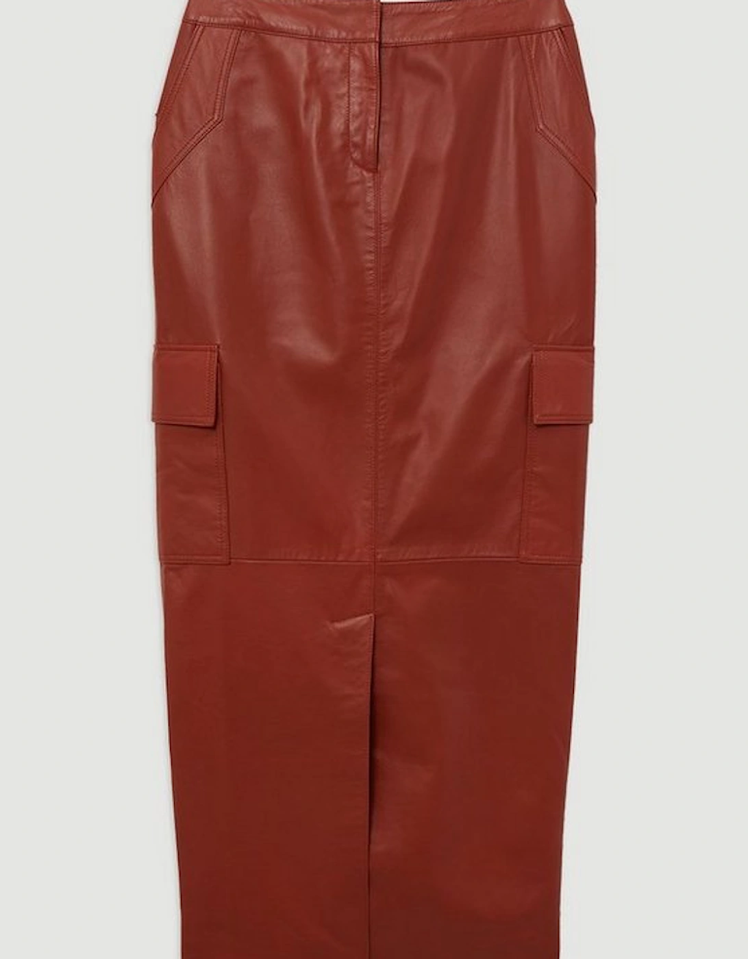 Leather Cargo Pocket Maxi Tailored Skirt