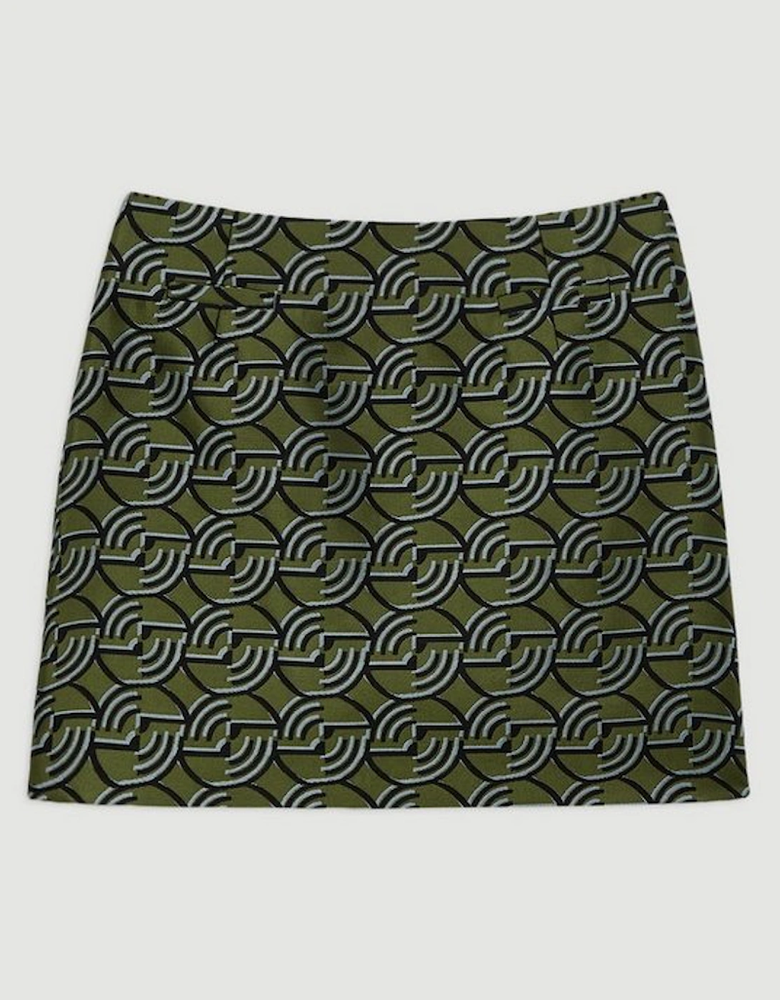 Geometric Jacquard Twill Tailored Mini Skirt