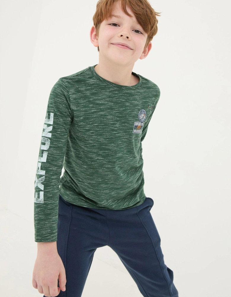 Boys Explore Ski Long Sleeve T-Shirt - Dark Green