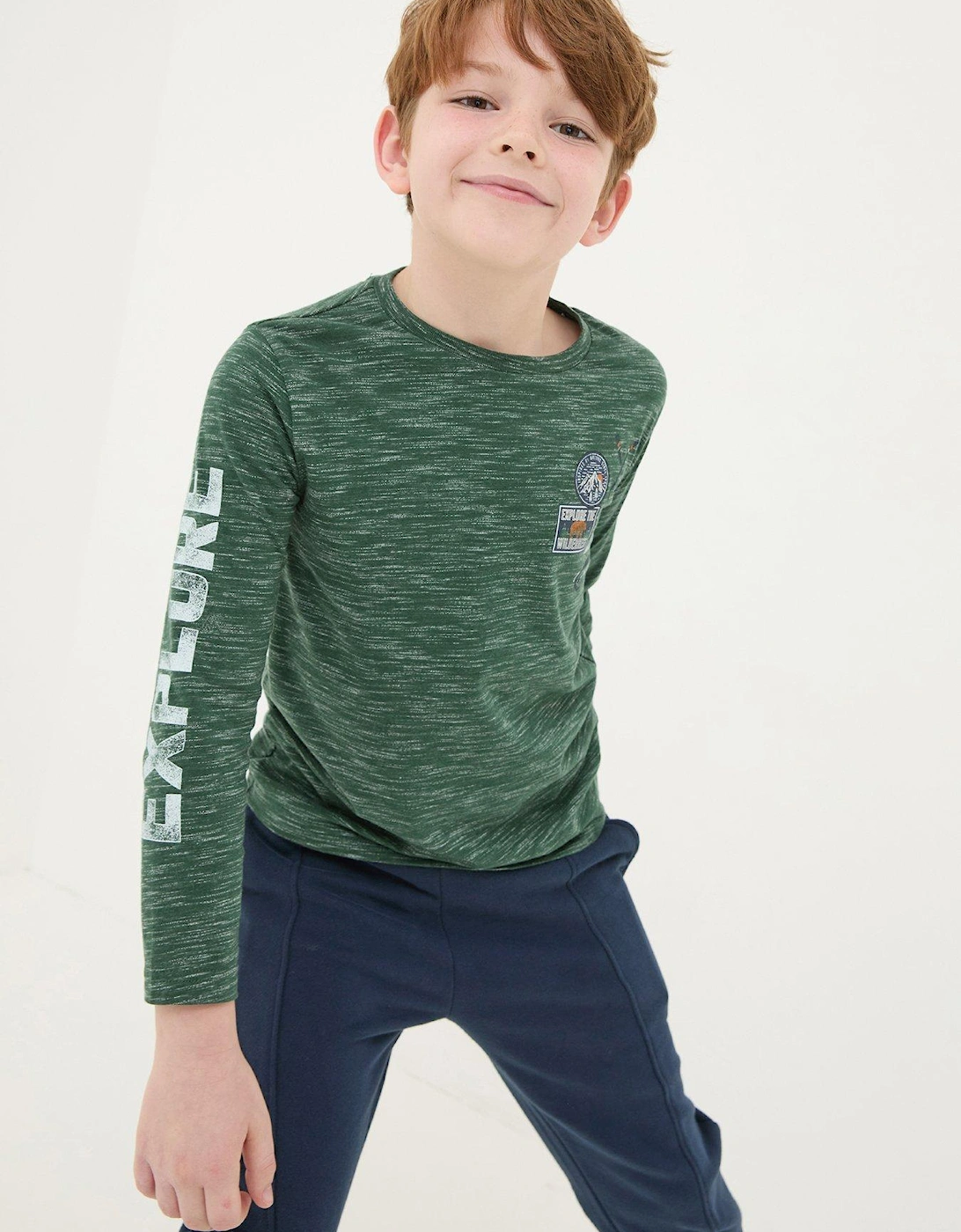 Boys Explore Ski Long Sleeve T-Shirt - Dark Green, 6 of 5