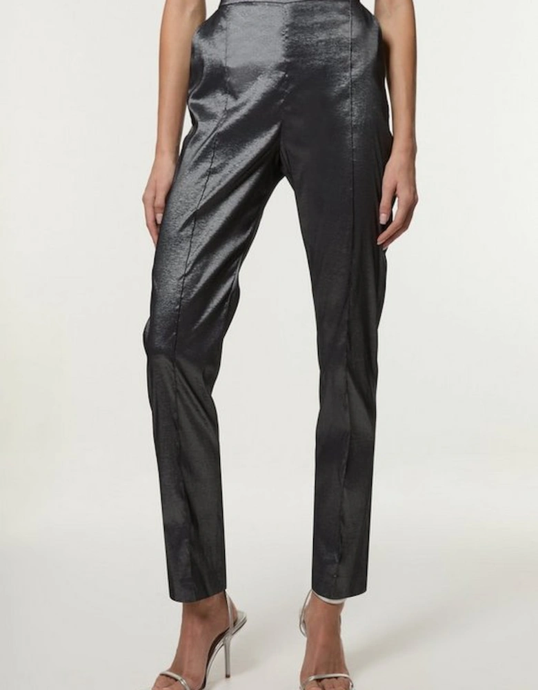 Fluid Tailored Metallic Straight Leg Trousers