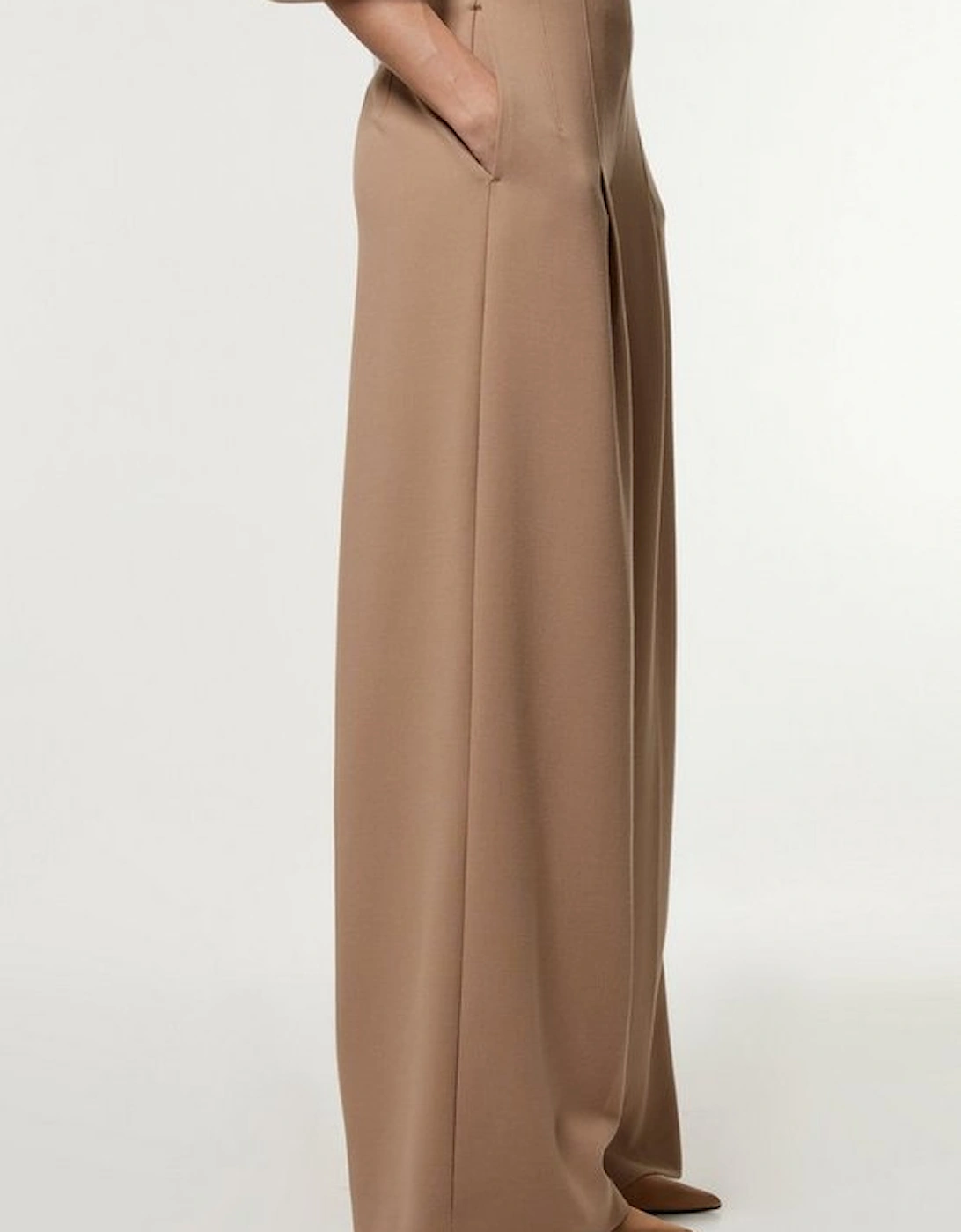 Compact Stretch Essential Wide Leg Tailored Trouser