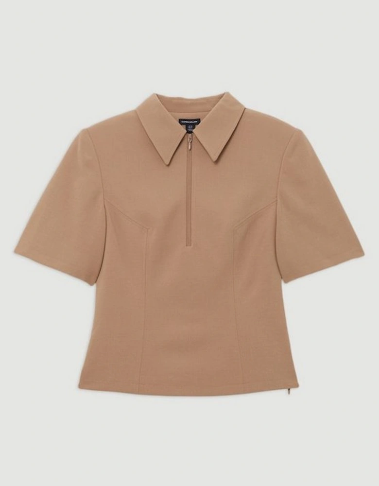 Compact Stretch Essential Tailored Collar Top