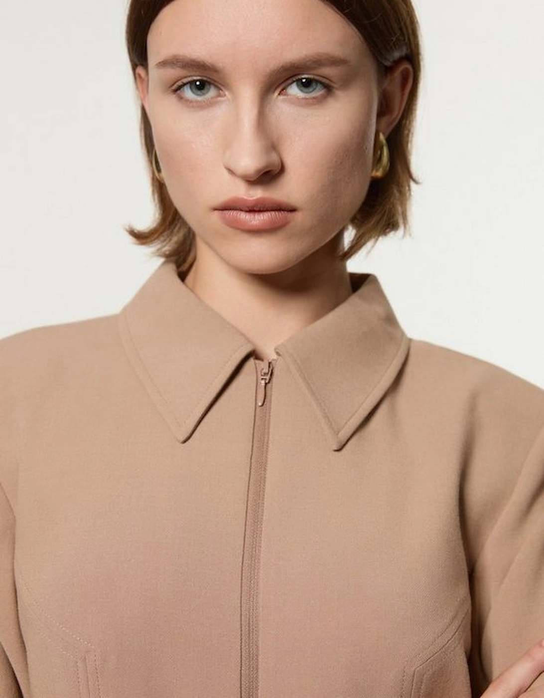 Compact Stretch Essential Tailored Collar Top