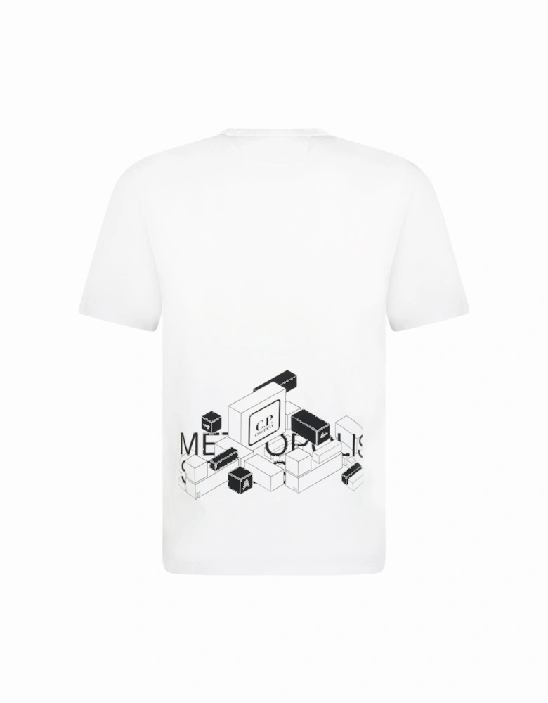 Metropolis Stamp Print Mercerised T-Shirt White