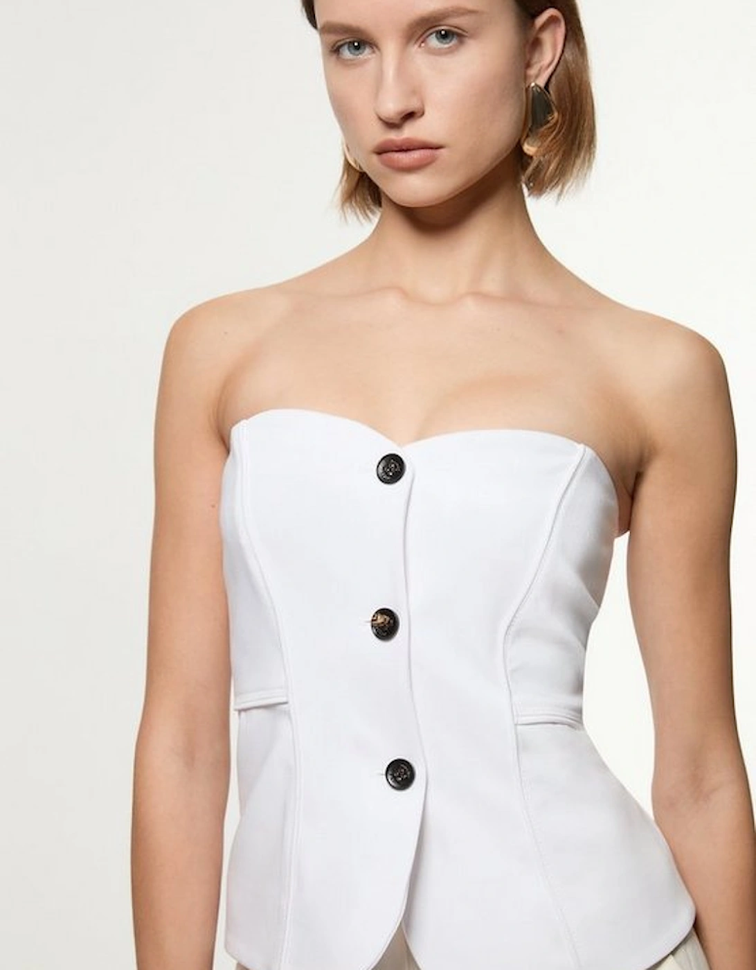 Tailored Contrast Tipped Stitch Detail Bandeau Waistcoat