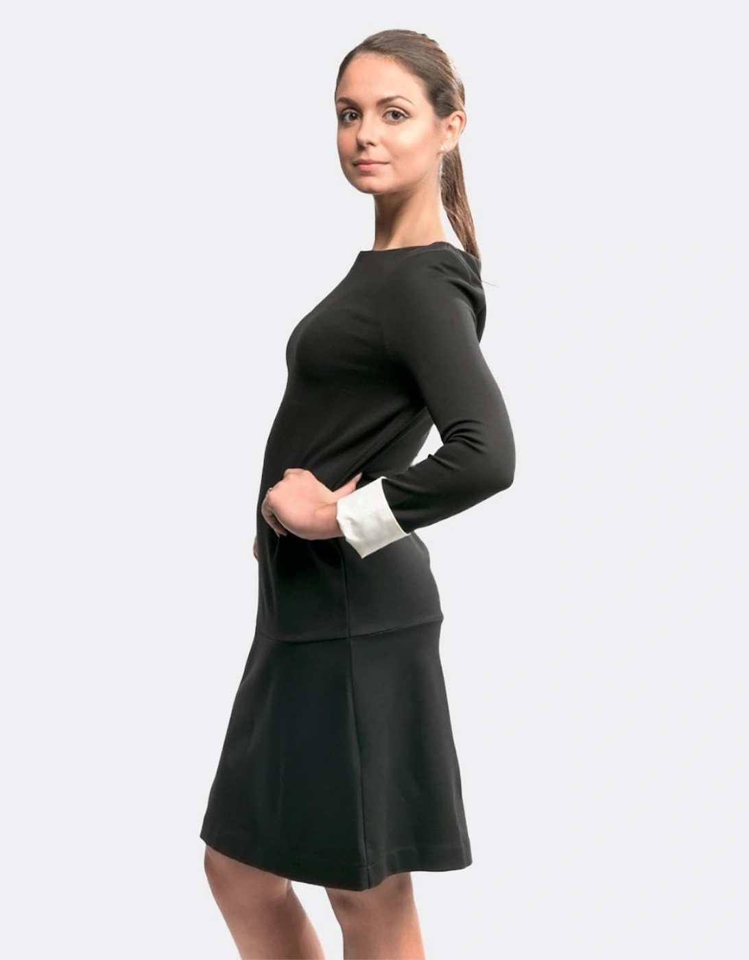 Lula Cuff Long Sleeve Slash Neck Womens Dress