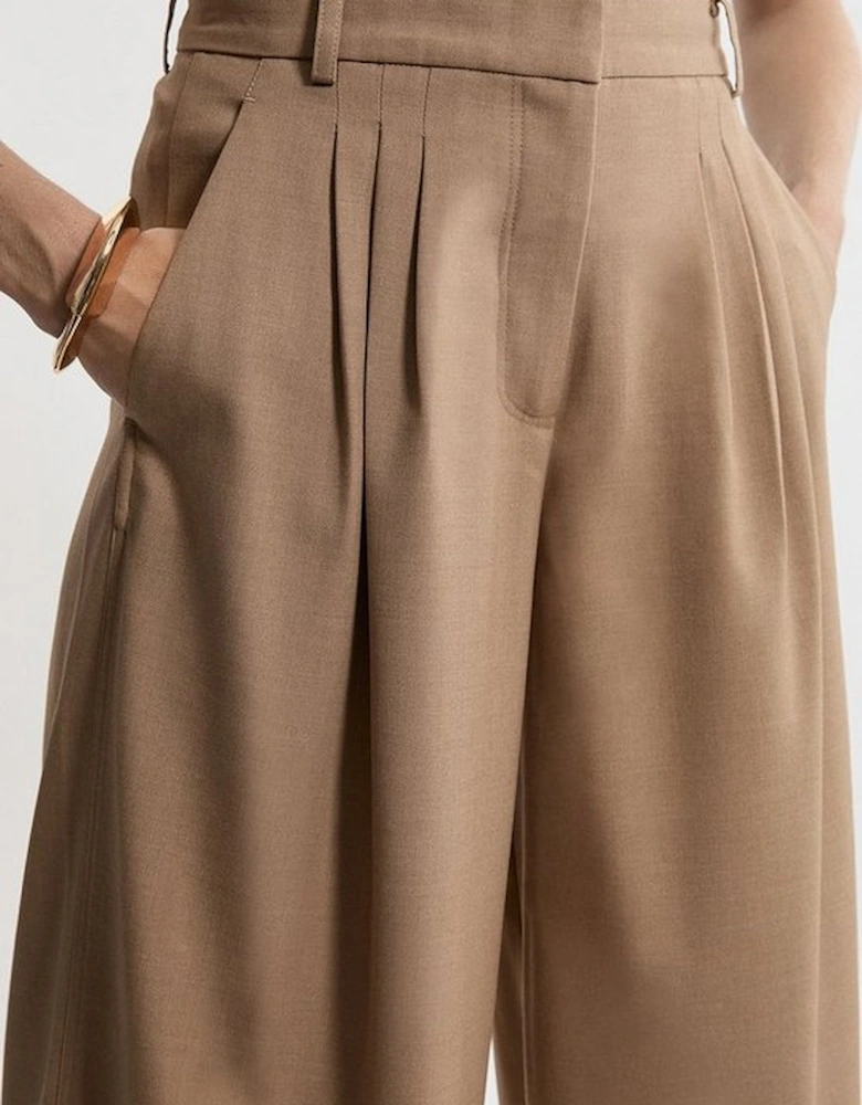 Tailored Wide Leg Darted Trousers