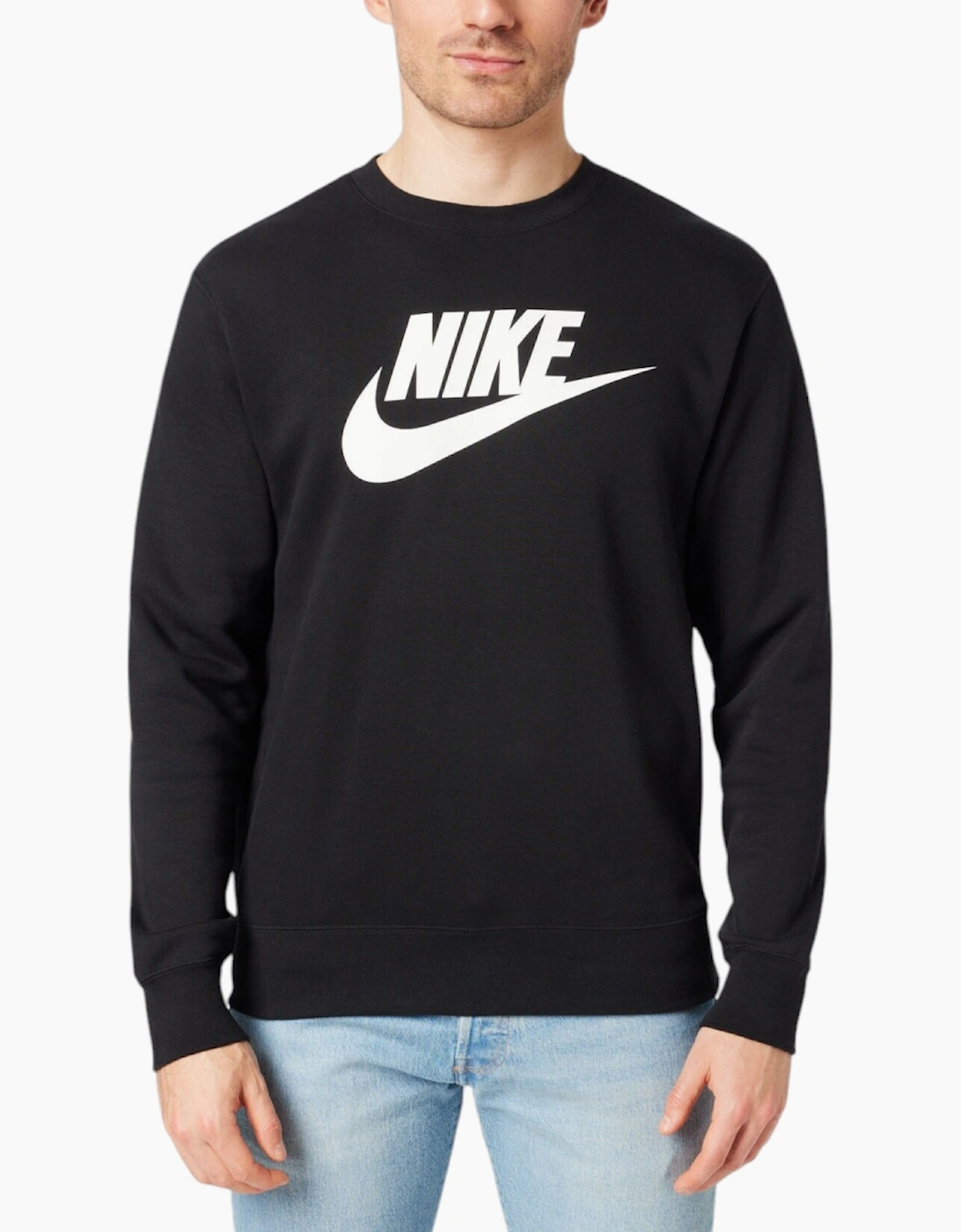 Nike Men's Black Dq4912 Sweatshirt Sportswear Club Fleece Crew Neck Pullover Jumper New - Size: 38