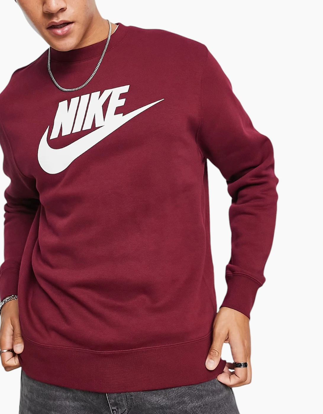 Nike Men's Red Dq4912 Sweatshirt Sportswear Club Fleece Crew Neck Pullover Jumper New - Size: 40