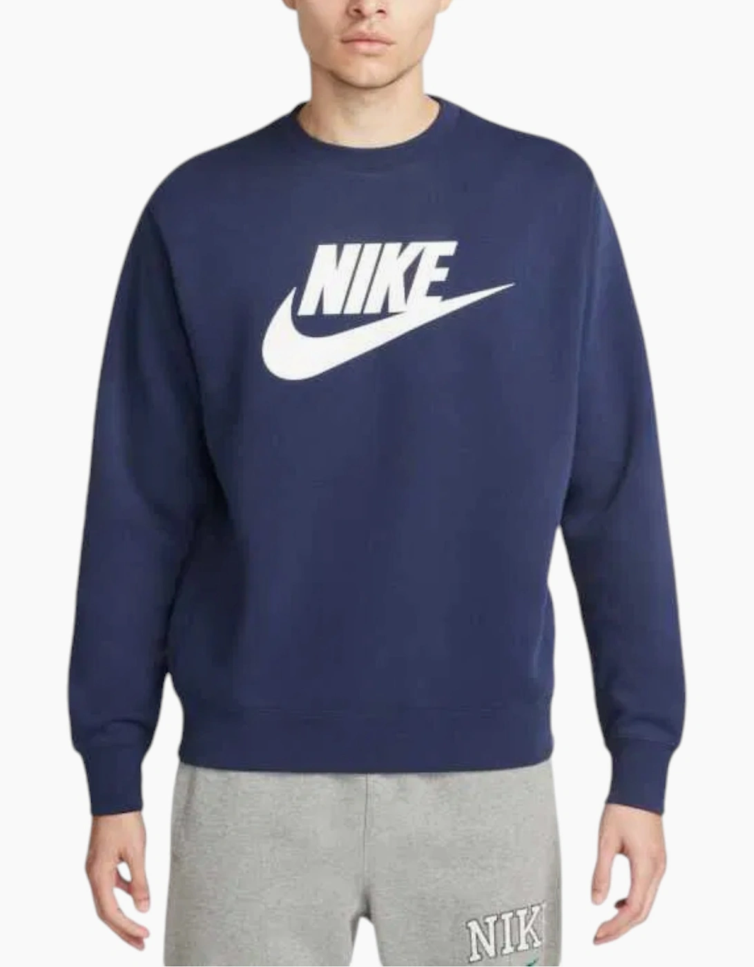 Nike Men's Navy Dq4912 Sweatshirt Sportswear Club Fleece Crew Neck Pullover Jumper New - Size: 36
