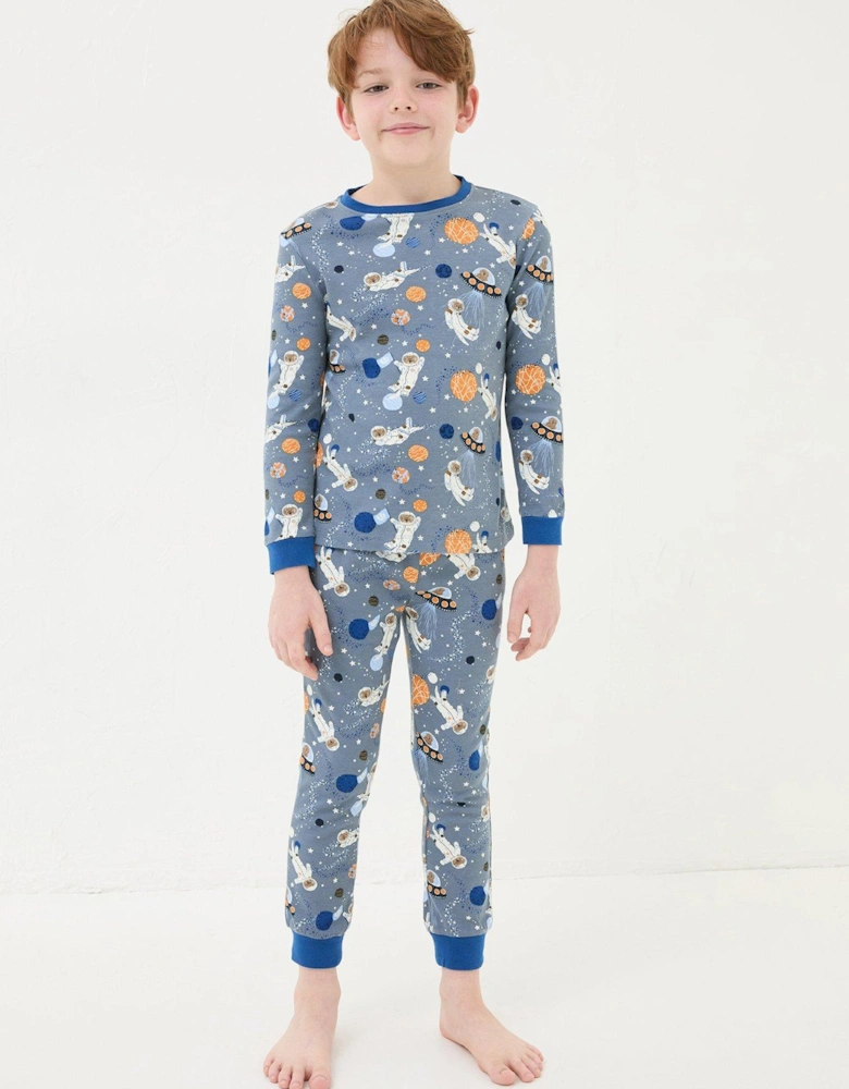 Boys Otter Snug Pyjama Set - Blue