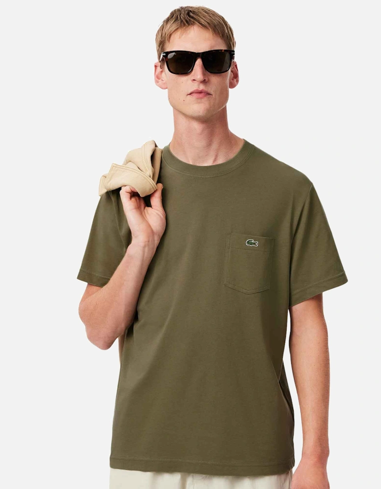 Chest Pocket Cotton T-Shirt Khaki