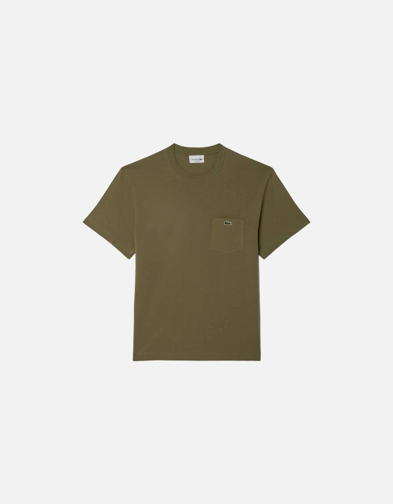 Chest Pocket Cotton T-Shirt Khaki