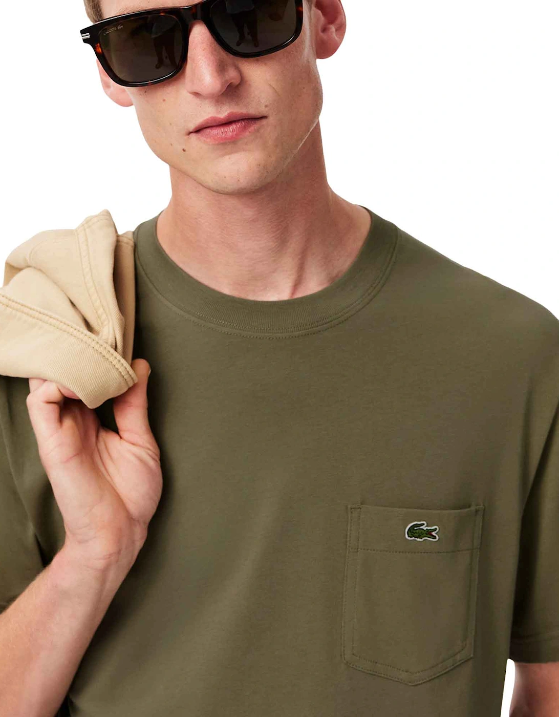 Chest Pocket Cotton T-Shirt Khaki