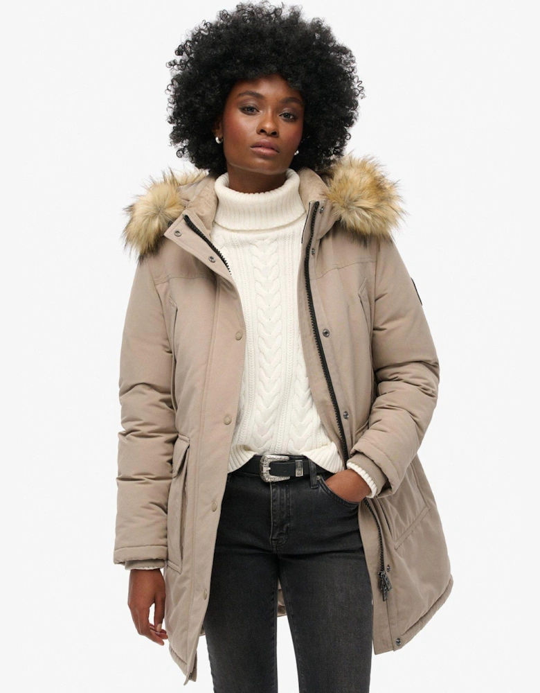 Everest Faux Fur Parka Jacket - Beige