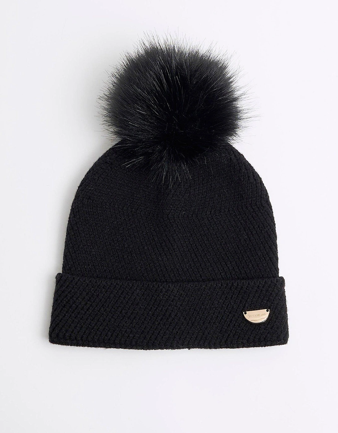 Girls Oversized Pom Pom Beanie - Black, 4 of 3