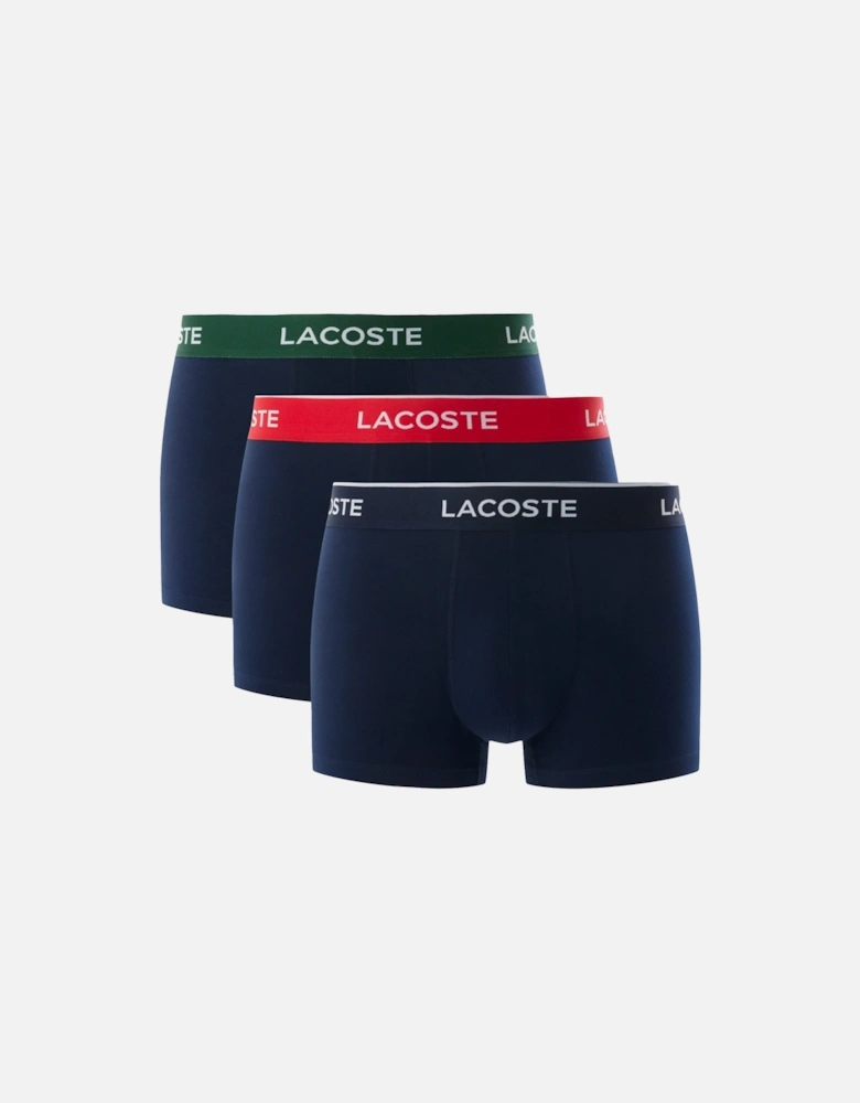 3 Pack Cotton Stretch Logo Trunks Navy Blue/Green/Red