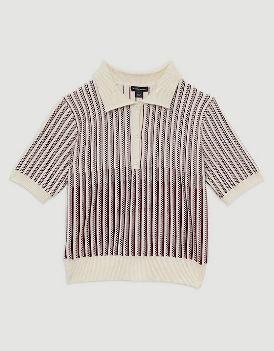 Viscose Blend Jacquard Knit Polo Top