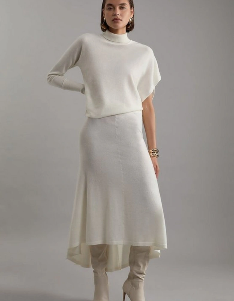 Blend Knit Asymmetric Roll Neck Jumper