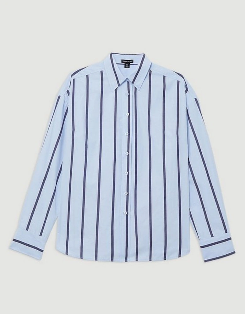 Stripe Cotton Oversize Tailored Essential Shirt