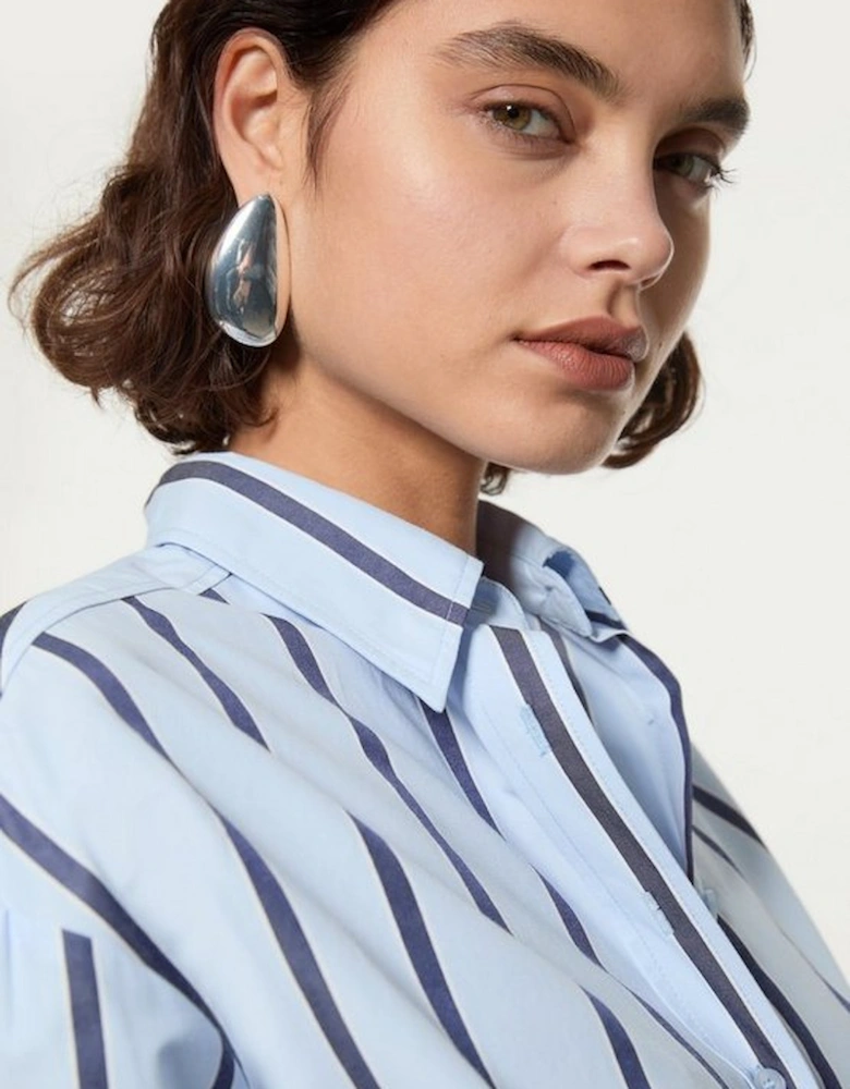 Stripe Cotton Oversize Tailored Essential Shirt