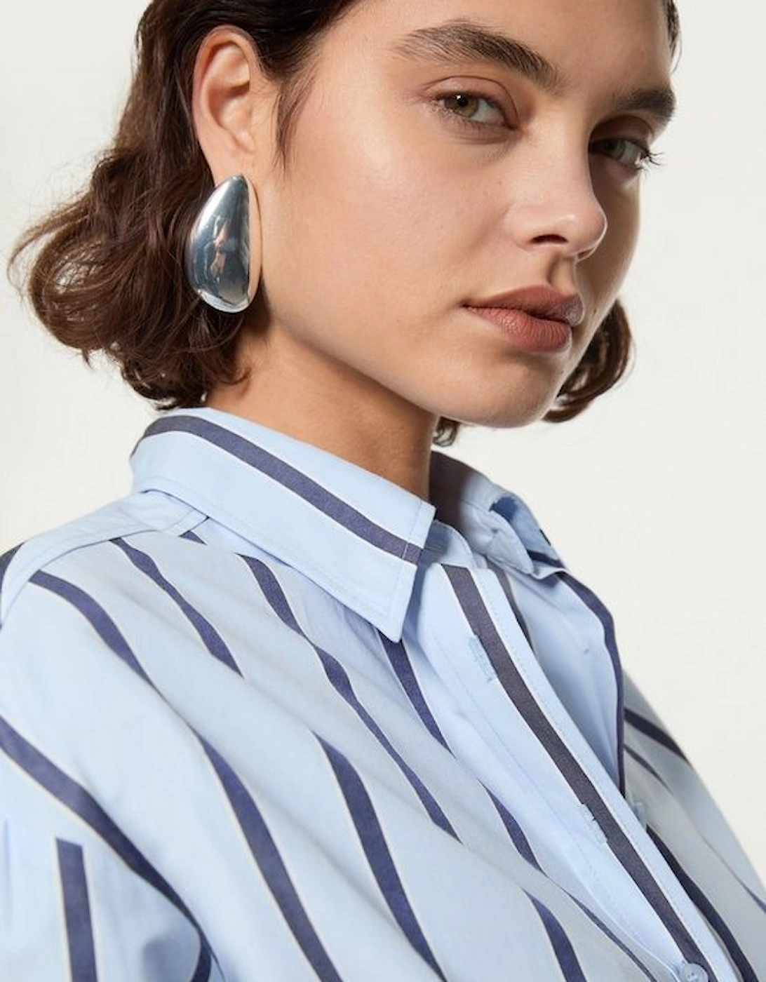 Stripe Cotton Oversize Tailored Essential Shirt