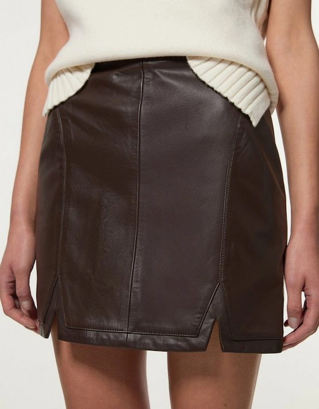 Leather Seam Detail Mini Skirt