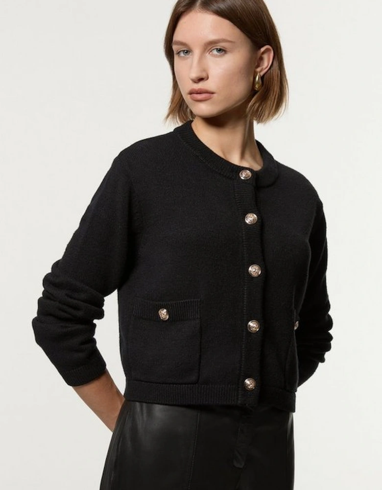 Viscose Blend Removable Collar Knit Cardi