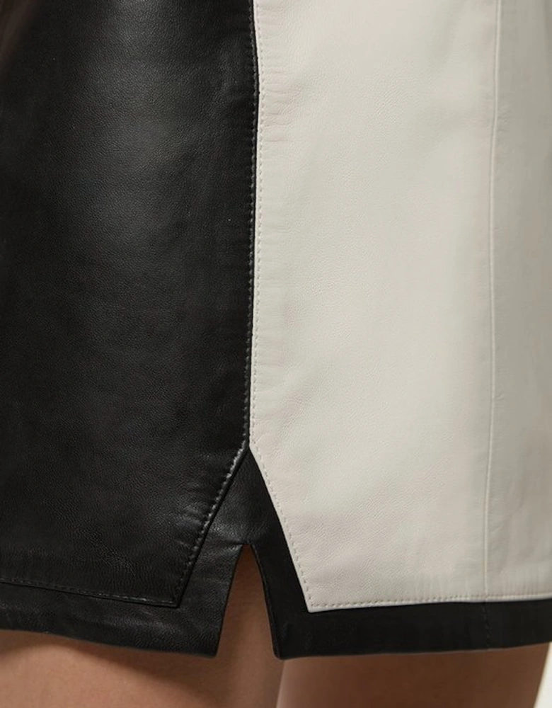 Leather Seam Detail Mini Skirt