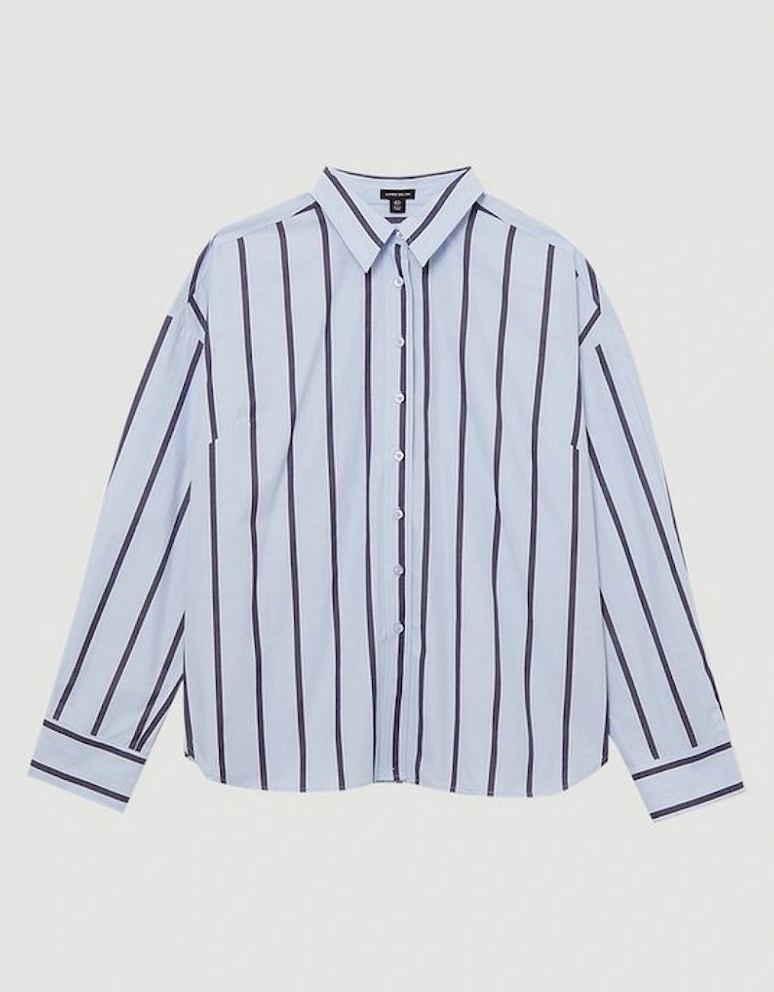 Plus Size Stripe Cotton Oversize Tailored Essential Shirt