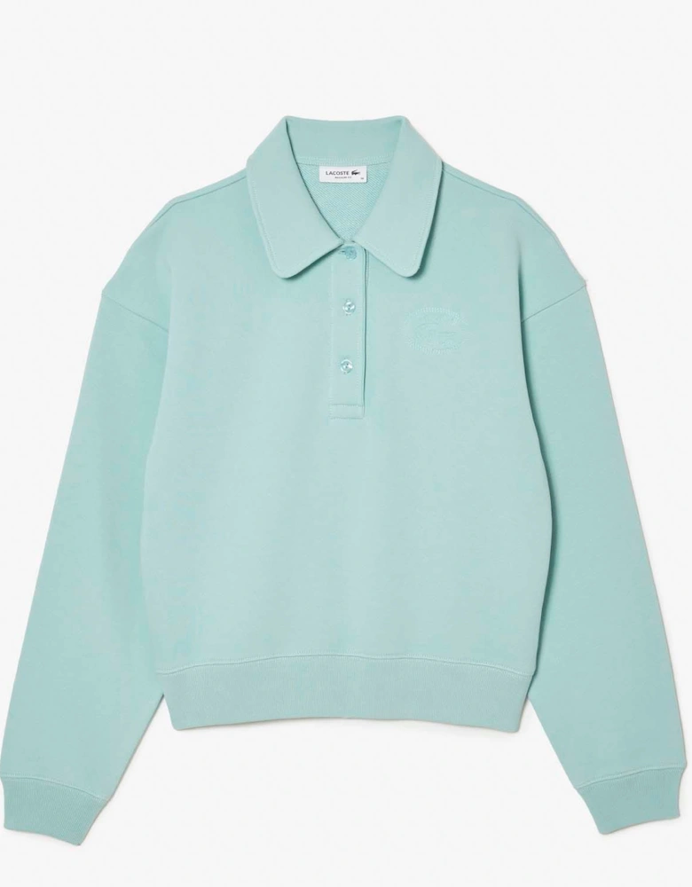 Relaxed Fit Embroidered Polo Sweatshirt