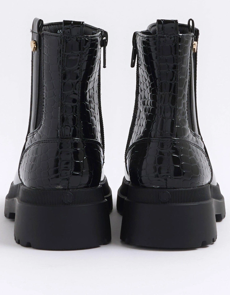 Older Girl Patent Stud Chelsea Boots - Black