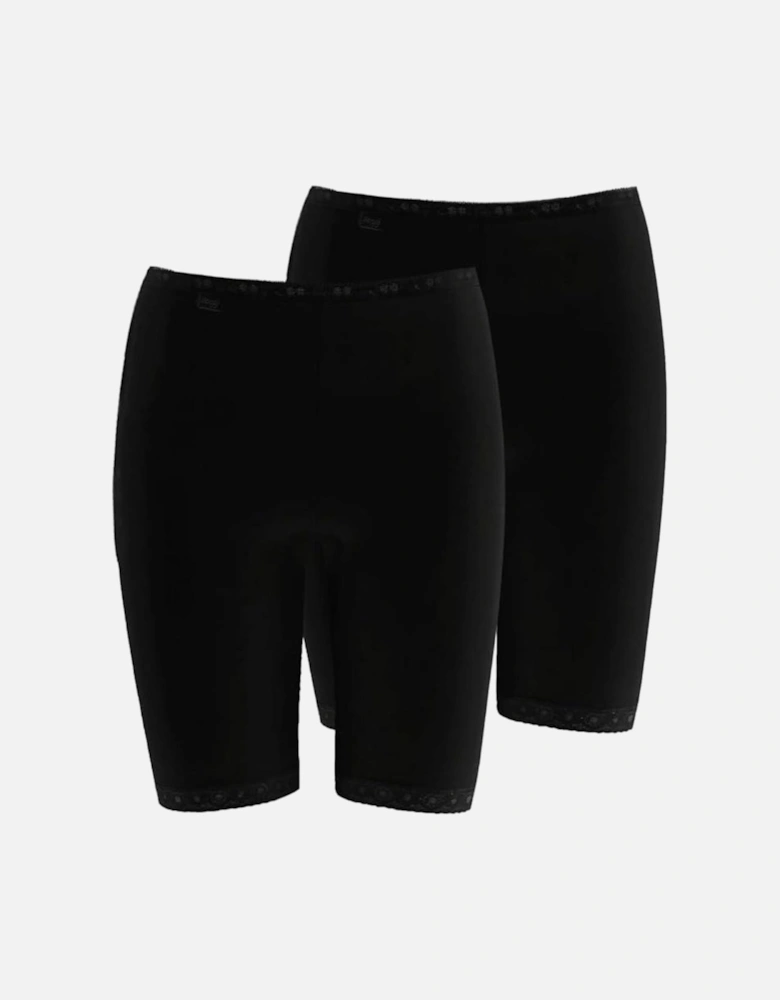 2-Pack Basic+ Cotton Long Shorts, Black