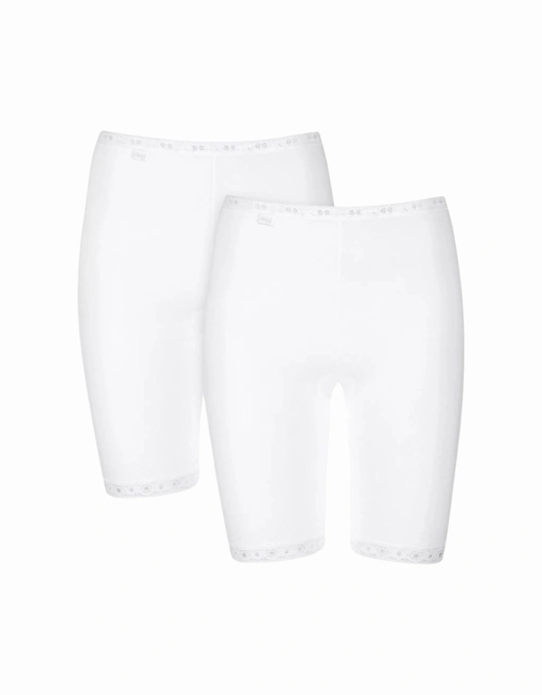 2-Pack Basic+ Cotton Long Shorts, White