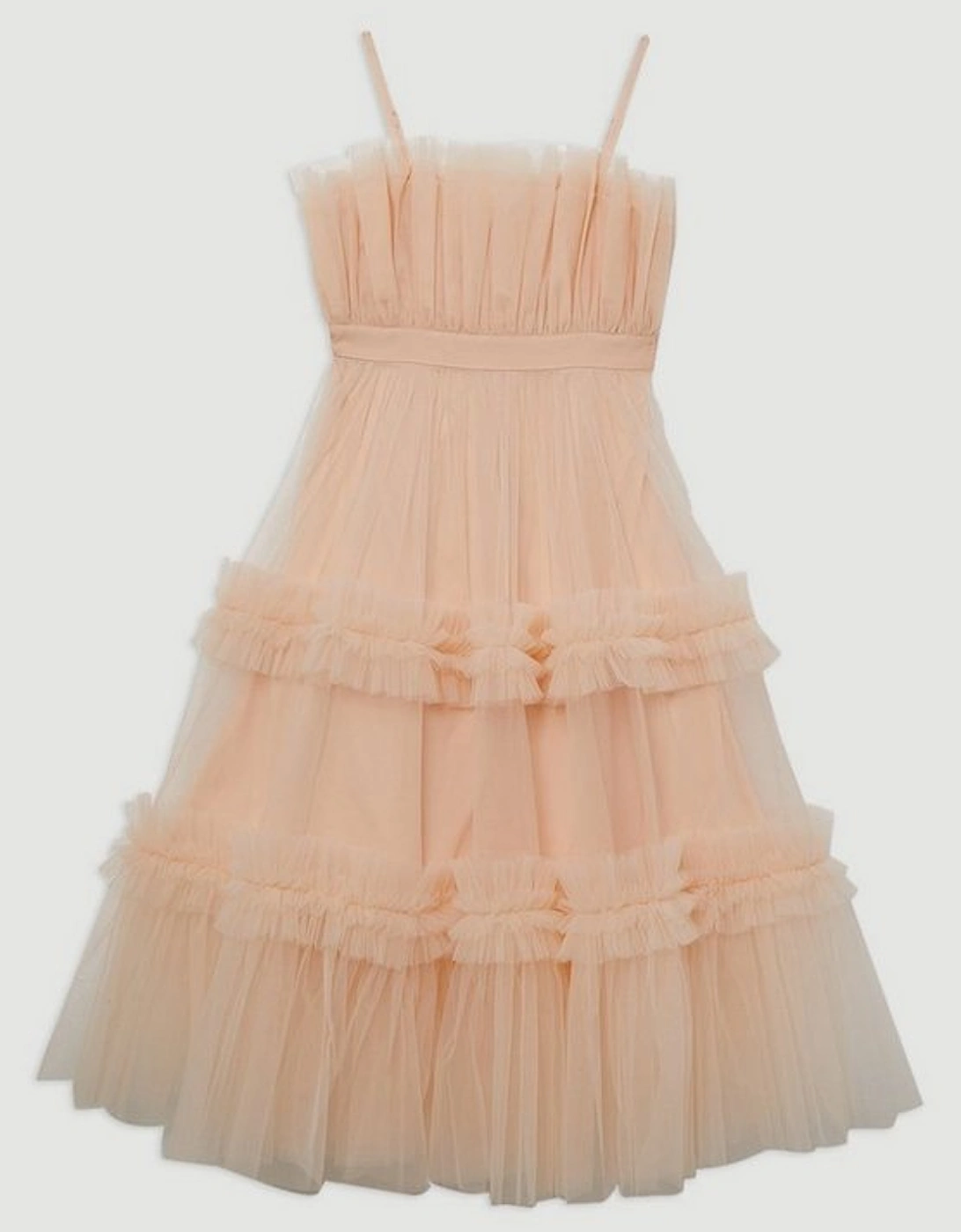 Tulle Bandeau Tiered Midi Dress