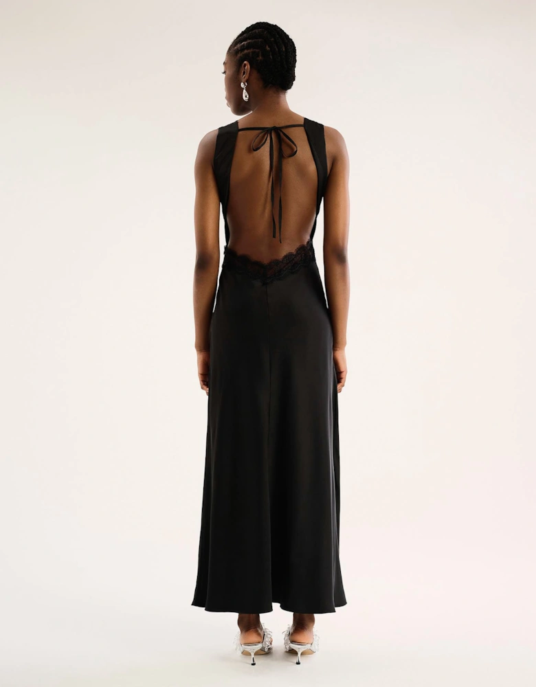 Aurelia Lace Trim Maxi Dress in Black
