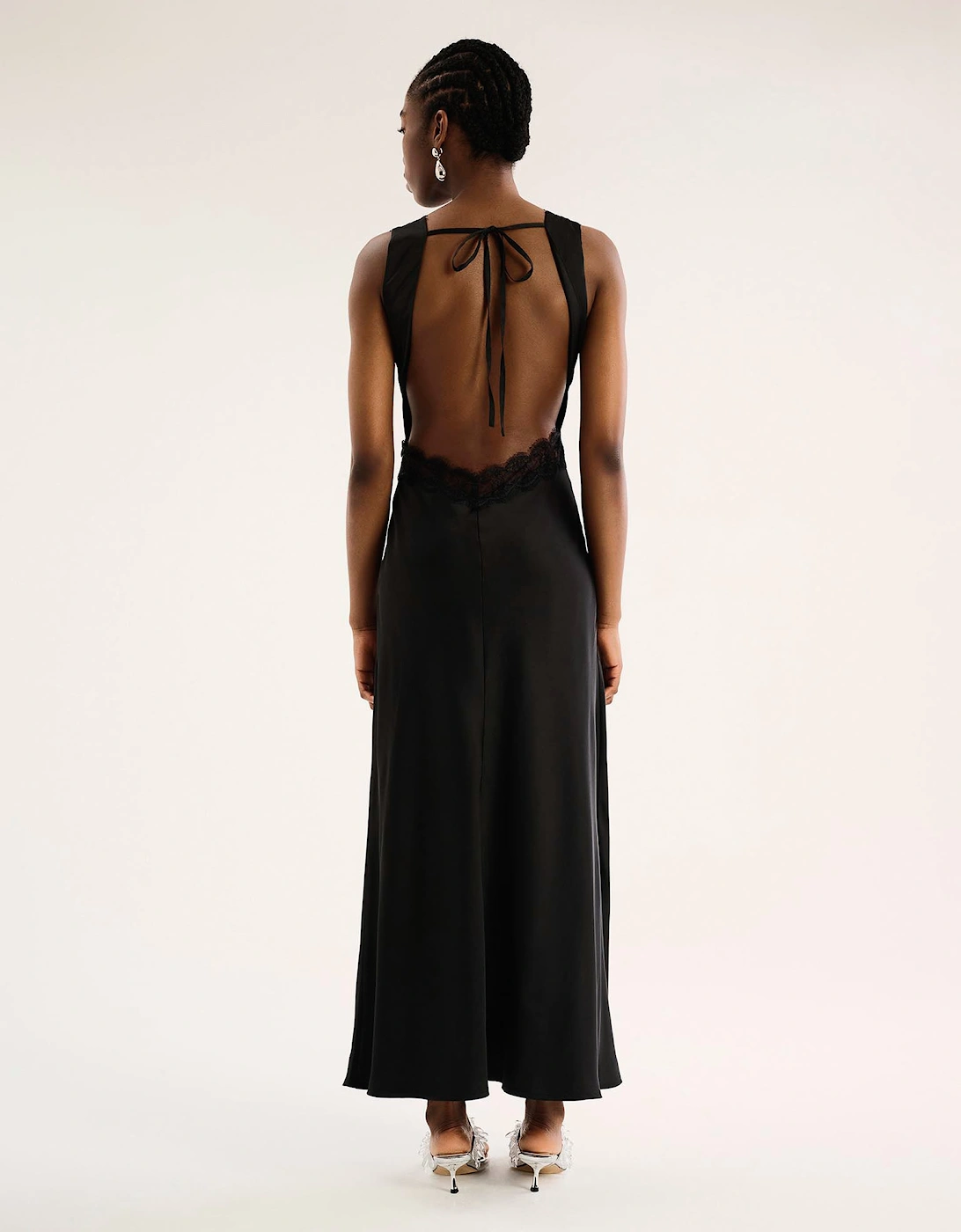Aurelia Lace Trim Maxi Dress in Black