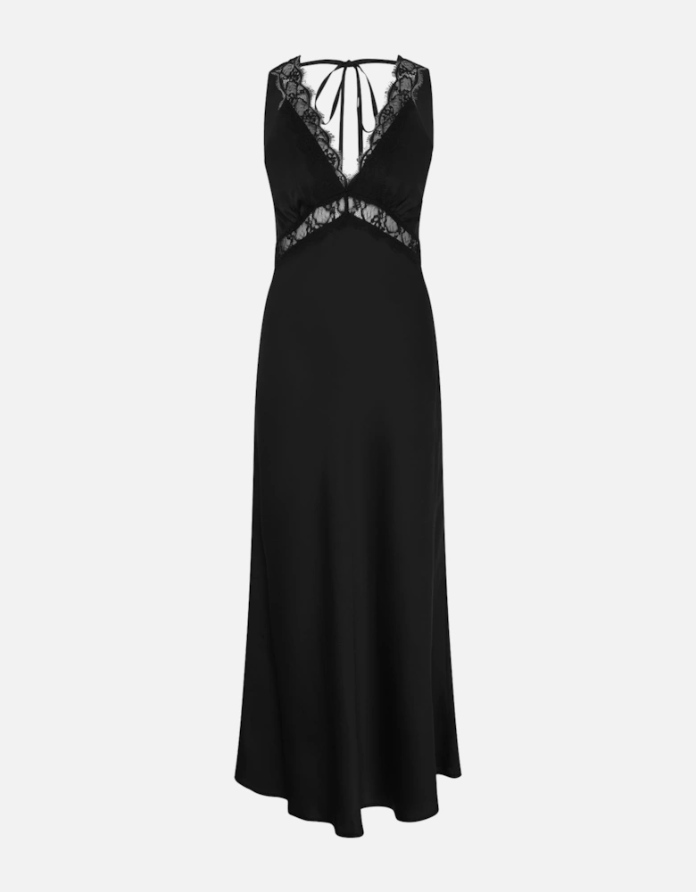 Aurelia Lace Trim Maxi Dress in Black