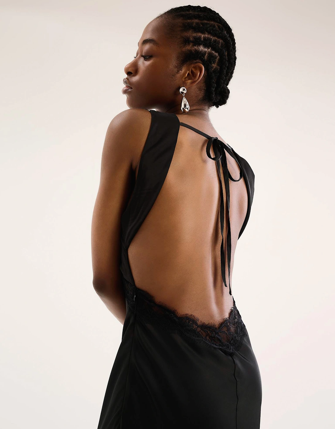 Aurelia Lace Trim Maxi Dress in Black