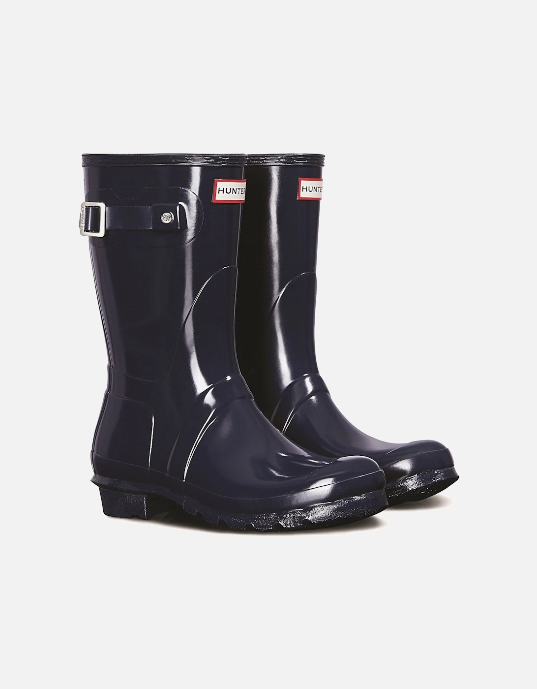 Women's Hunter Womens Gloss Navy Original Short Wellington Boots - Black/Black