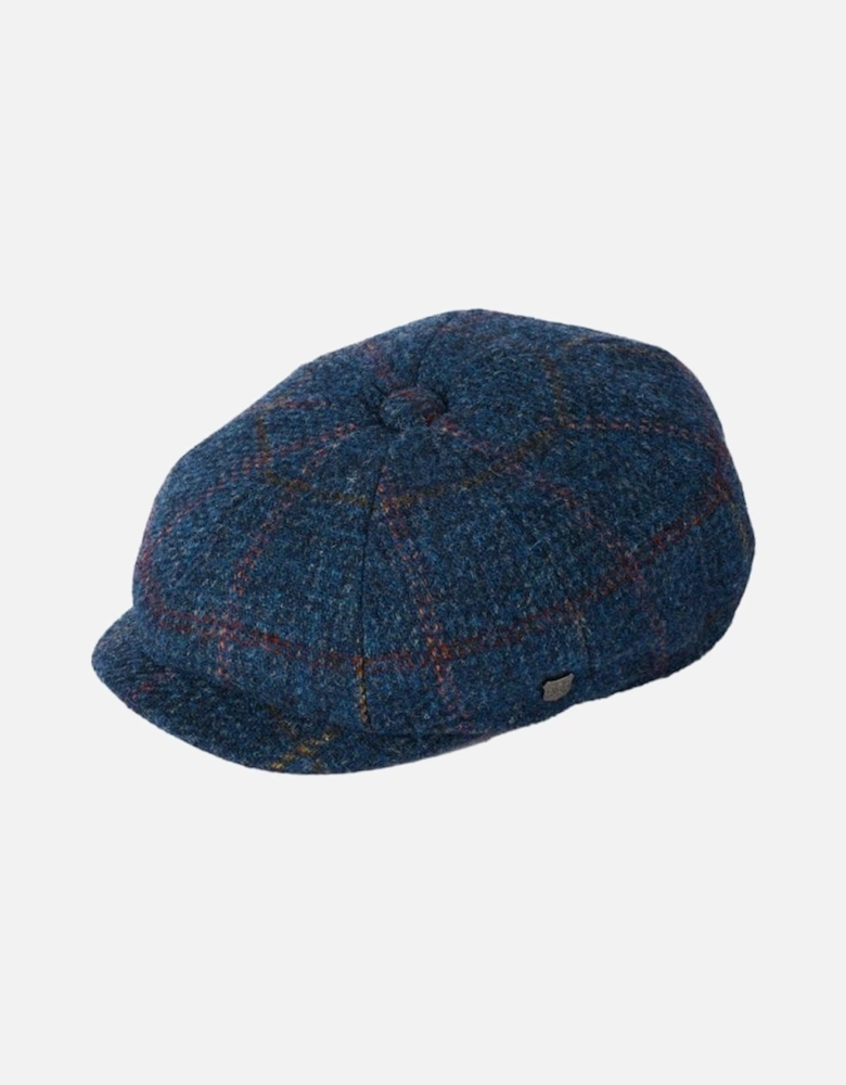 Harris Tweed 100% Pure Wool Barker Boy Cap Blue/red